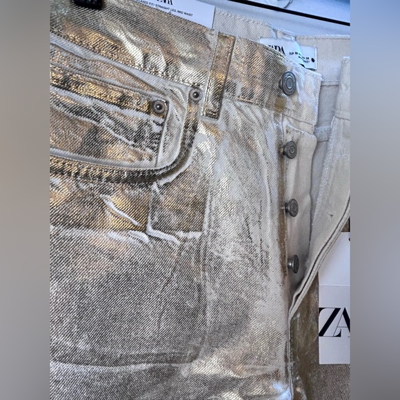 NWT Zara Gold Boyfriend Blogger Favourite The Boy Boy Fit Denim Jeans Sold Out - Picture 6 of 16